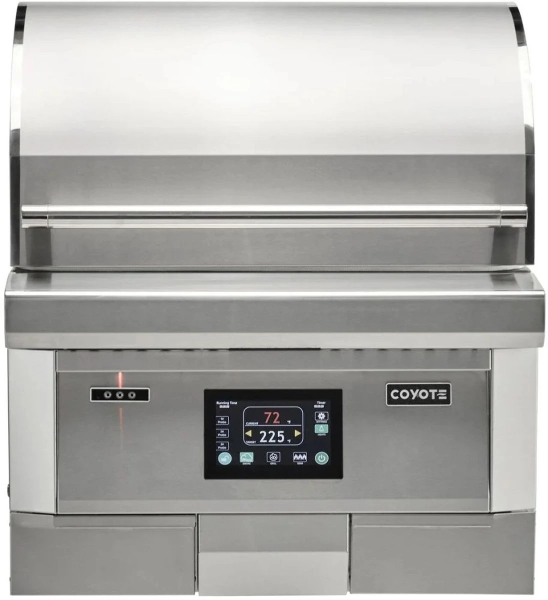 Front view of the Coyote C2P28 pellet grill